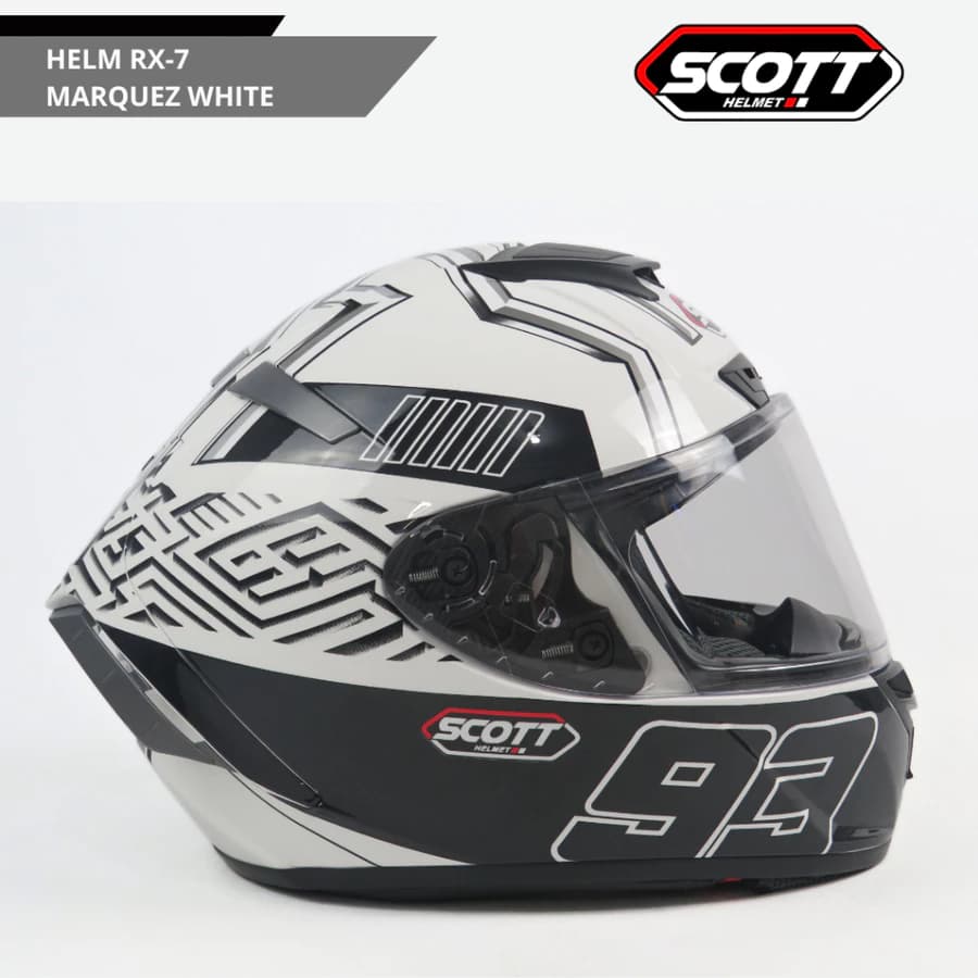 Helm Full Face RX7 SNI / Marquez White dengan harga - slide 1